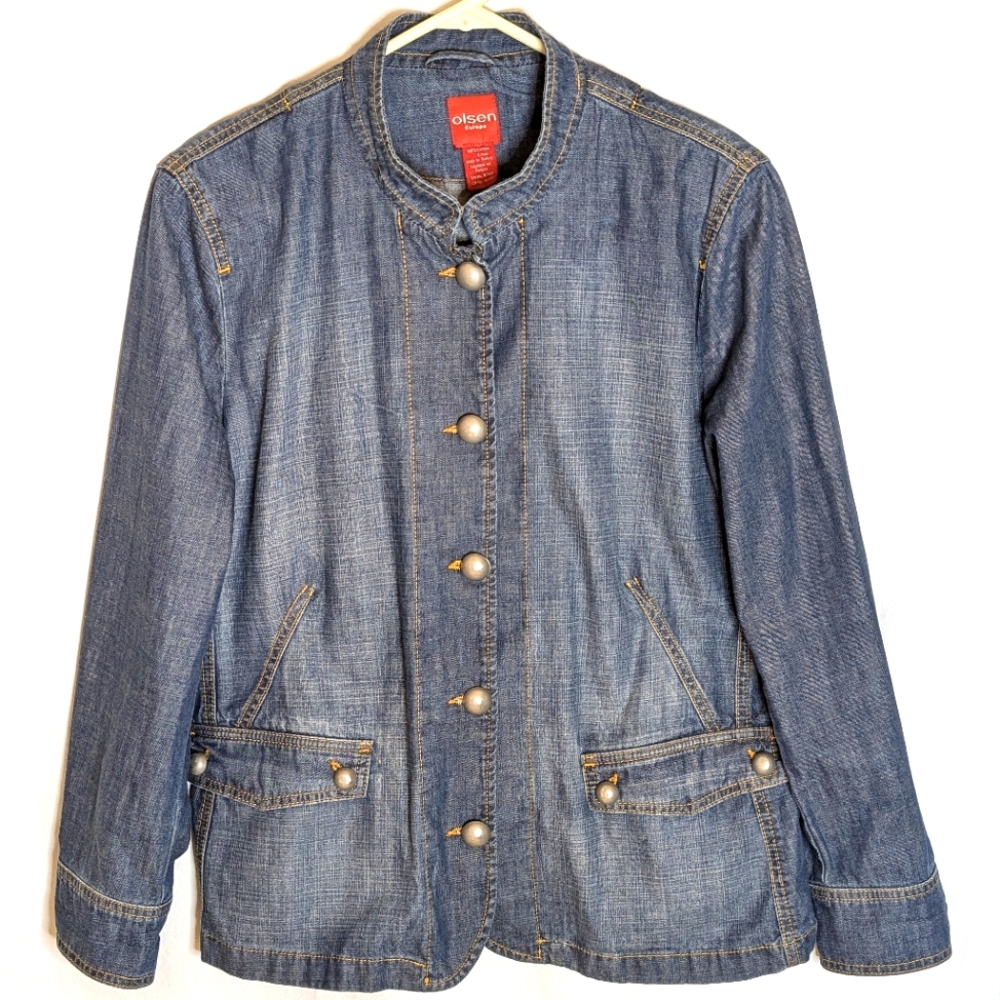 Olsen Europe denim jacket metal buttons sz 12
